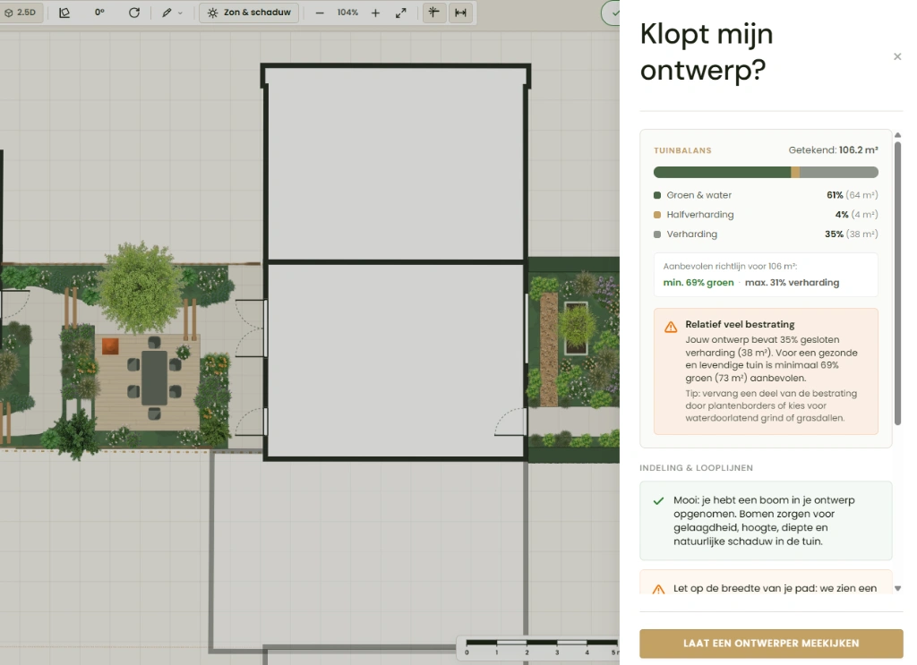 Ontwerp controleren met Klopt mijn ontwerp op tuinbalans, indeling en looplijnen